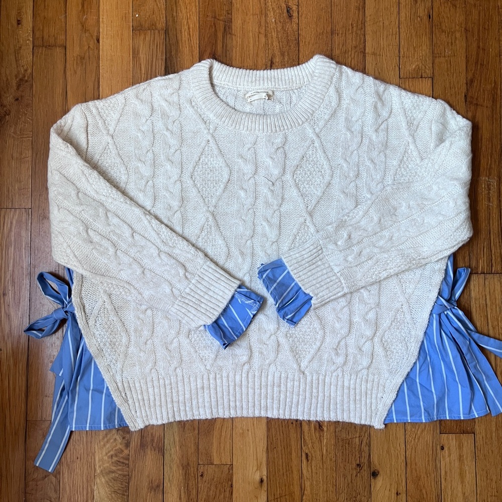 Anthropologie Cable Twofer Tie Sweater